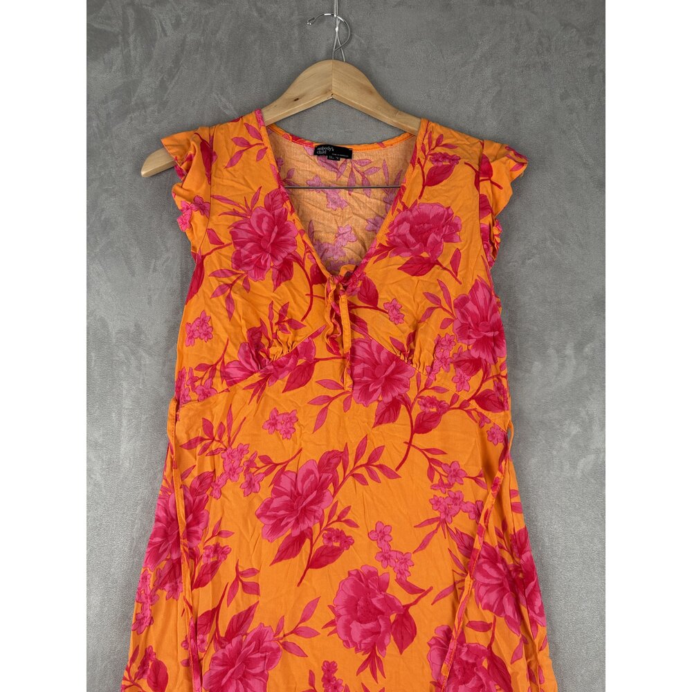 Nobody's Child Floral Orange Pink Maxi Dress Size 6 - Picture 6 of 10